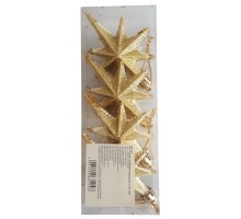 Ялинкова іграшка Chomik Зірки, 9 см, пластикові 4 шт,золоті (5901292631147_2)
