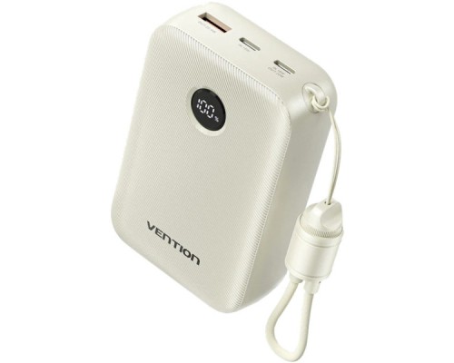 Батарея універсальна VENTION 20000mAh 22,5W Fast Charging, with built-in USB-C cable, Beige (FKBN0-C)