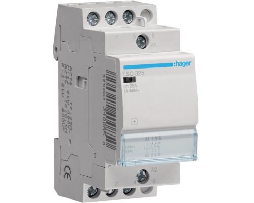 Автоматичний вимикач Hager 25 A 230V 3NO 2P (A) (ESC325)