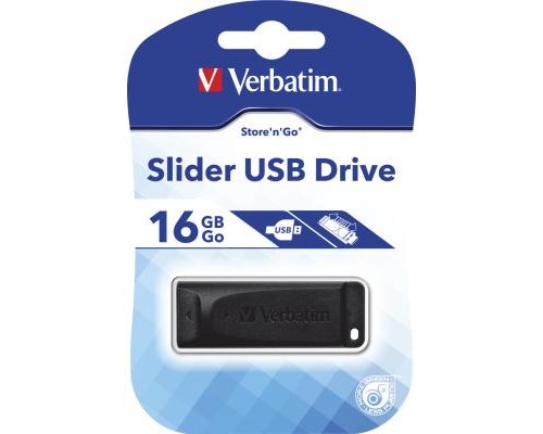 USB флеш накопичувач Verbatim 16GB Slider Black USB 2.0 (98696) 