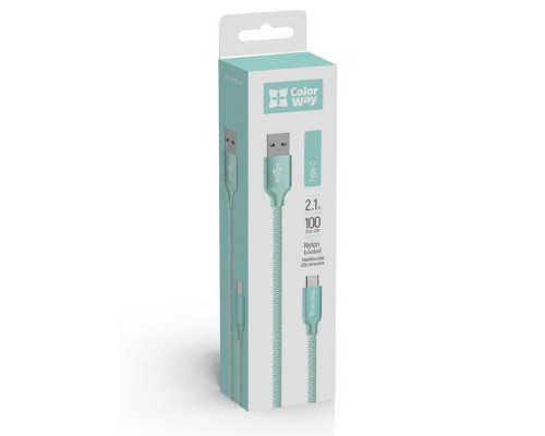 Дата кабель USB 2.0 AM to Type-C mint ColorWay (CW-CBUC003-MT)