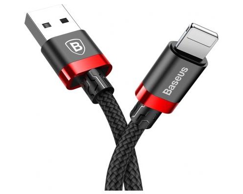 Дата кабель USB 2.0 AM to Lightning 0.5m Cafule 2.4A red+black Baseus (CALKLF-A19)