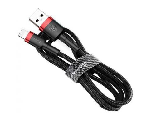Дата кабель USB 2.0 AM to Lightning 0.5m Cafule 2.4A red+black Baseus (CALKLF-A19)
