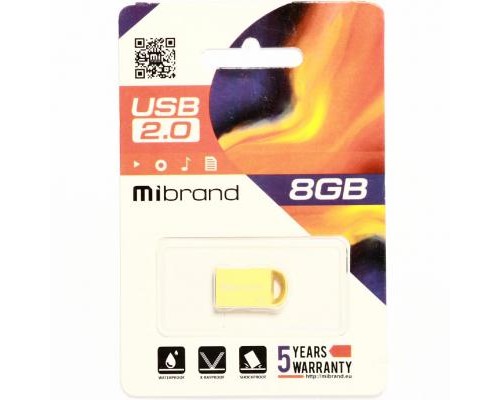 USB флеш накопичувач Mibrand 8GB lynx Gold USB 2.0 (MI2.0/LY8M2G) 