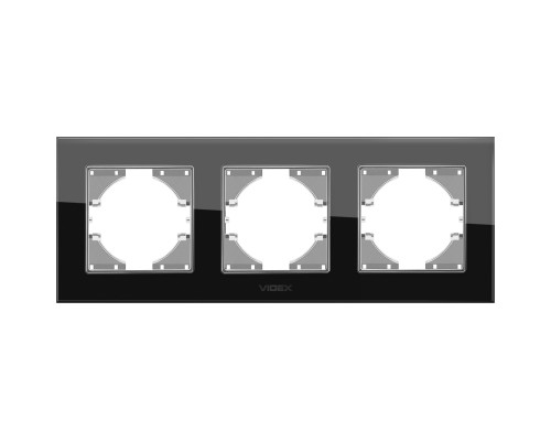 Рамка Videx BINERA чорне скло 3 поста (VF-BNFRG3H-B)