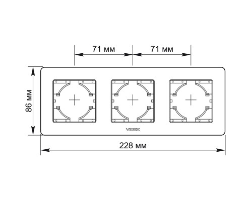 Рамка Videx BINERA чорне скло 3 поста (VF-BNFRG3H-B)
