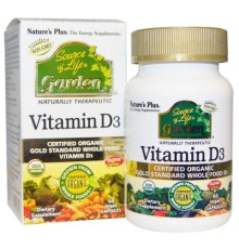 Вітамін Natures Plus Органічний Вітамін D3 5000IU, Source of Life Garden, 60 геле (NAP-30735)