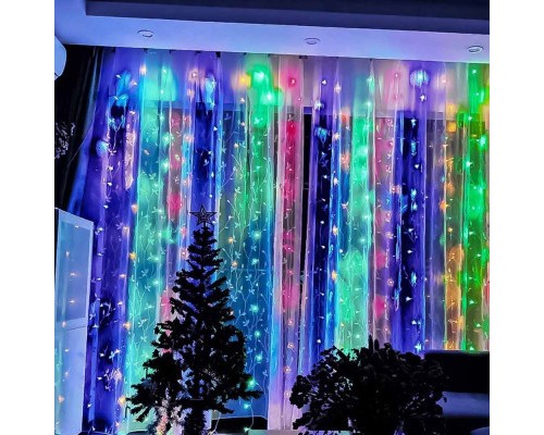 Гірлянда ColorWay штора водоспад 3x3м 300LED 220V кольорова (CW-GW-300L33VWFMC)