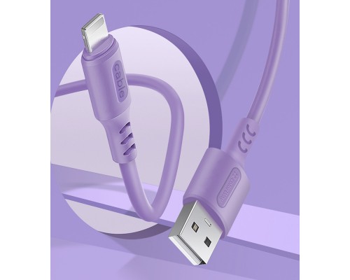 Дата кабель USB 2.0 AM to Lightning 1.0m soft silicone violet ColorWay (CW-CBUL044-PU)