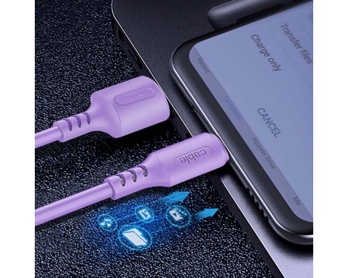Дата кабель USB 2.0 AM to Lightning 1.0m soft silicone violet ColorWay (CW-CBUL044-PU)