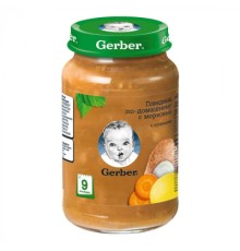 Дитяче пюре Gerber Яловичина по-домашньому з морквою, 190 г (7613036460965)