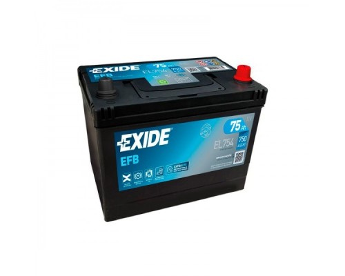 Акумулятор автомобільний EXIDE START-STOP EFB 75Ah ASIA Ев (-/+) (750EN) (EL754)