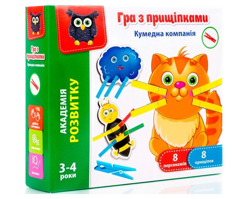 Розвиваюча іграшка Vladi Toys Гра-шнурівка Кумедна компанія з прищіпками (укр) (VT5303-14) Розвиваюча іграшка Vladi Toys Гра-шнурівка Кумедна компанія з прищіпками (укр) (VT5303-14)