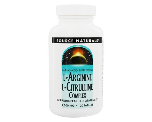 Амінокислота Source Naturals L-Аргінін L-Цитруліновий Комплекс 1000мг, 120 таблеток (SN2043) 