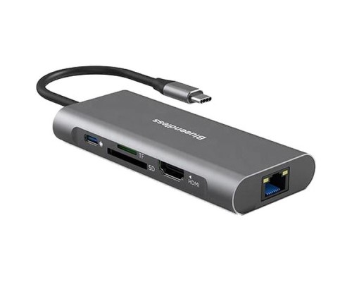 Концентратор PowerPlant USB-C to 2xUSB 3.0, 1xUSB 2.0, 1xType-C (PD), HDMI, SD, RJ45 (CA913497)