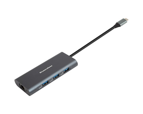 Концентратор PowerPlant USB-C to 2xUSB 3.0, 1xUSB 2.0, 1xType-C (PD), HDMI, SD, RJ45 (CA913497)