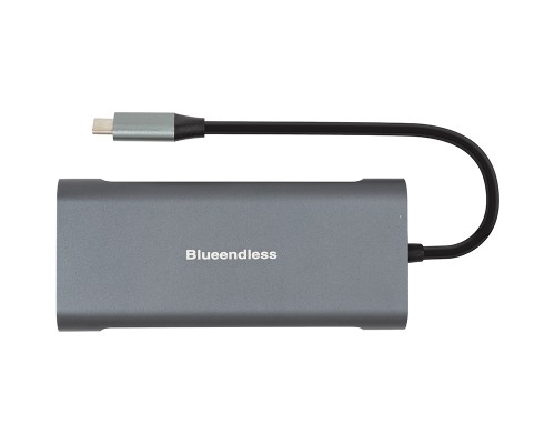 Концентратор PowerPlant USB-C to 2xUSB 3.0, 1xUSB 2.0, 1xType-C (PD), HDMI, SD, RJ45 (CA913497)