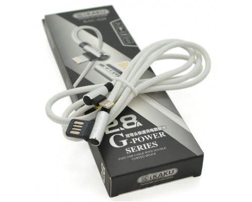 Дата кабель USB 2.0 AM to Lightning 1.0m KSC-028 JINDIAN Silver 2.4A iKAKU (KSC-028-S-L)