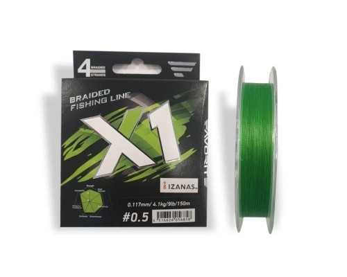 Шнур Favorite_ТОВ X1 PE 4x 150m 0.5/0.117mm 9lb/4.1kg Light Green (1693.11.27)