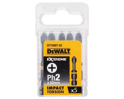 Набір біт DeWALT IMPACT TORSION, ударні, Philips, Ph2, L = 50 мм, 5 шт (DT7998T)