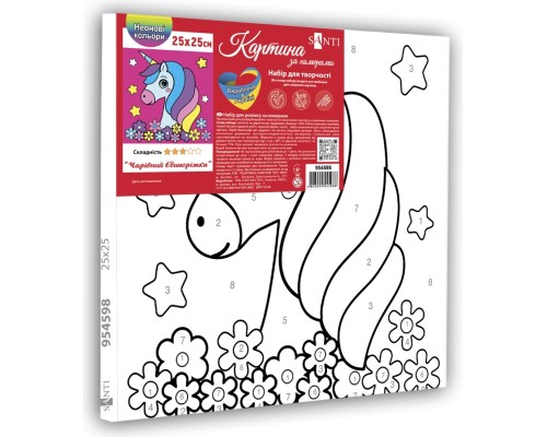 Картина по номерам Santi Чарівний Єдиноріжка 25*25 см неонові фарби (954598)