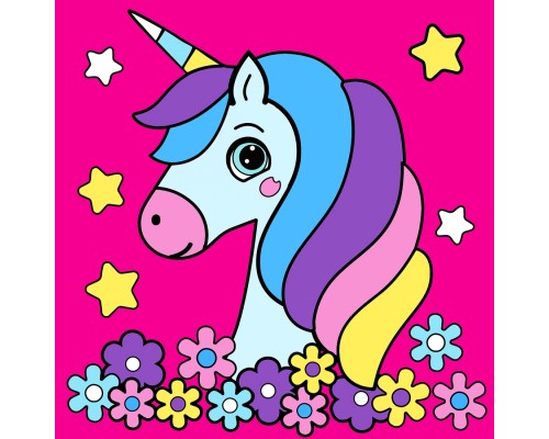 Картина по номерам Santi Чарівний Єдиноріжка 25*25 см неонові фарби (954598)