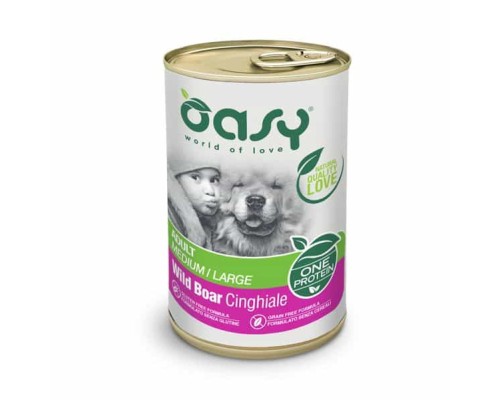 Консерви для собак OASY One Animal Protein ADULT Medium/Large з диким кабаном 400 г (8053017346175)