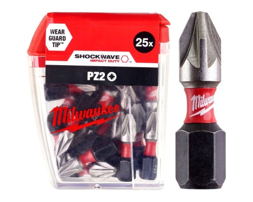 Набір біт Milwaukee SHOCKWAVE, PZ2, 25мм, 25шт (4932430864)