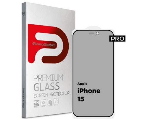 Скло захисне Armorstandart Pro Anti-spy Matte Apple iPhone 15 Black (ARM73171) Скло захисне Armorstandart Pro Anti-spy Matte Apple iPhone 15 Black (ARM73171)