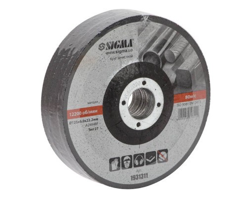 Круг зачистний Sigma по металу 125x6.0x22.2мм, 12200об/хв (1931311)