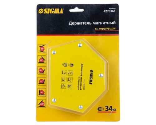 Магніт для зварювання Sigma трапеція 34кг 105x65x65x45мм (30,45,60,75,90,135 °) (4270361)