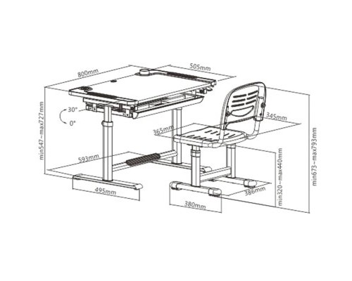 Парта зі стільцем Cubby Lupin Grey (Lupin grey KIDS FURNITURE)