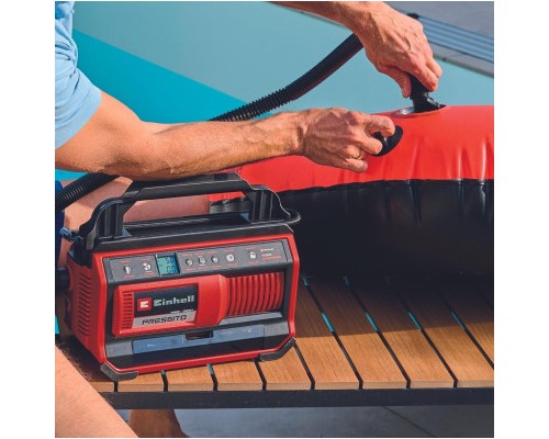 Автомобільний компресор Einhell гібридний PRESSITO 18/25 Hybrid, PXC, 230/18В, 11бар, 25л/хв, можливість всмоктування, шланг 710 (4020430)