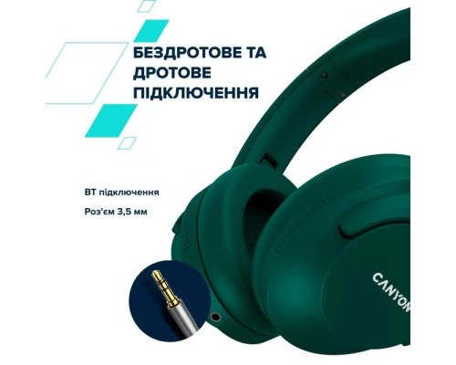 Навушники Canyon OnRiff 10 ANC Bluetooth Green (CNS-CBTHS10GN)
