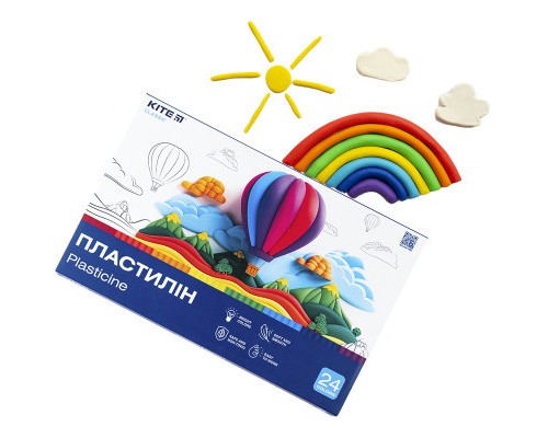 Пластилін Kite Classic 24 кольори, 480 г (K-089)