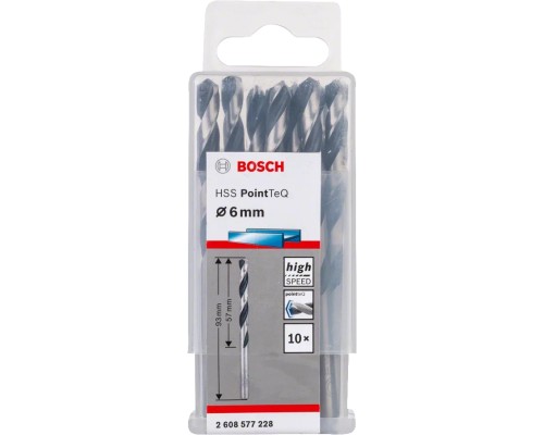 Свердло Bosch по металу HSS-PointTeQ, 6х57х93мм, 10шт (2.608.577.228)