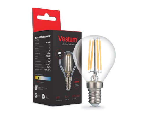 Лампочка Vestum LED филамент G45 Е14 4Вт 220V 3000К (1-VS-2226)