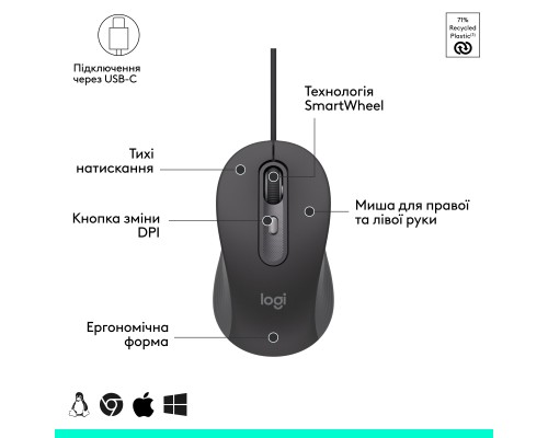Мишка Logitech Signature M520 for Business USB-C Graphite (910-007511)
