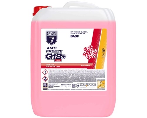 Антифриз 7FLAGS Super G12+ червоний ПЕ 10,4кг (7350118360484)