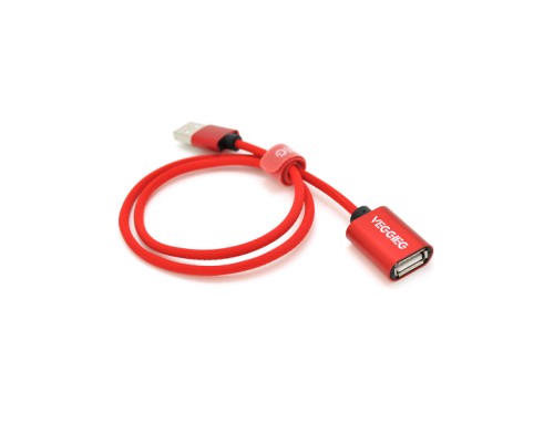 Дата кабель USB 2.0 AM/AF 0.5m red VEGGIEG (YT-AM/AF-UF2-0.5)