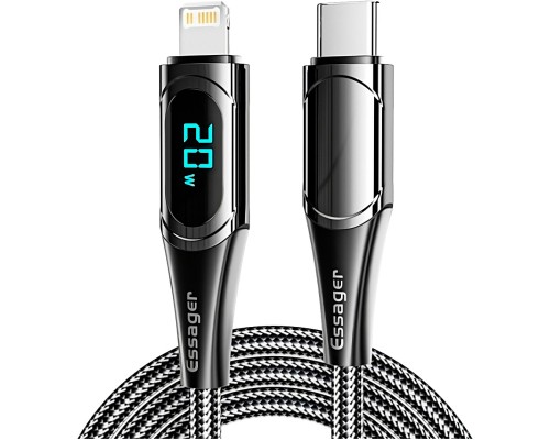 Дата кабель USB-C to Lightning 2.0m 20W Digital Display black Essager (EXCTL-YDA01)