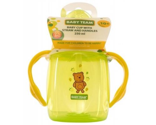 Поїльник-непроливайка Baby Team з трубочкою і ручками 250 мл (5003)