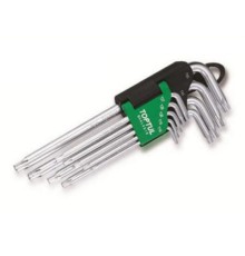 Ключ Toptul Г-подібний TORX T10-T50 9од. супердовгий з отвором (GAAL0915)