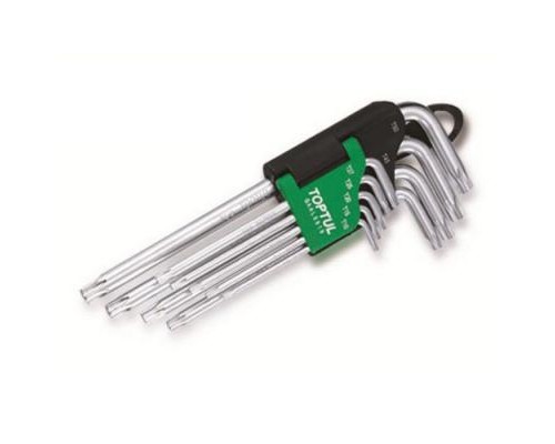 Ключ Toptul Г-подібний TORX T10-T50 9од. супердовгий з отвором (GAAL0915)