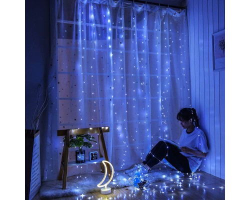 Гірлянда ColorWay штора водоспад 3x3м 300LED 220V синя (CW-GW-300L33VWFBL)