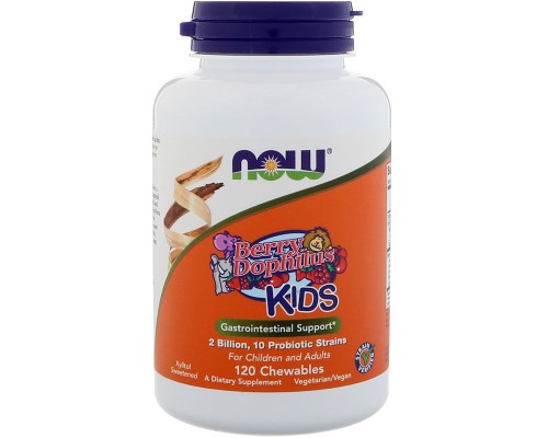 Пробіотики Now Foods Дофілус Пробіотики для Дітей, Berry Dophilus, 120 жувальних (NOW-02949)