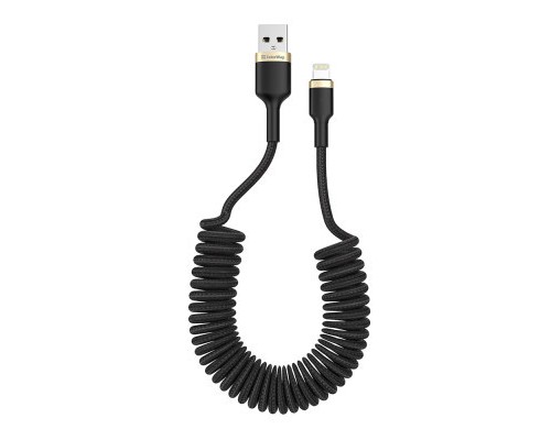 Дата кабель USB 2.0 AM to Lightning 1.0m spiral black ColorWay (CW-CBUL051-BK)