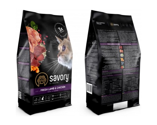 Сухий корм для кішок Savory Adult Cat Steril Fresh Lamb and Chicken 400 г (4820232630105)