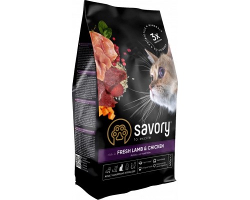 Сухий корм для кішок Savory Adult Cat Steril Fresh Lamb and Chicken 400 г (4820232630105)