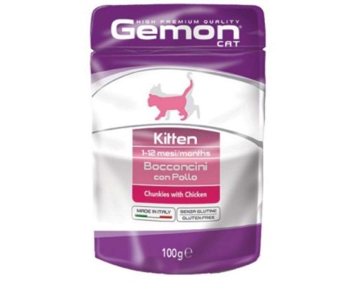 Вологий корм для кішок Gemon Cat Wet Kitten курка 100 г (8009470300896)